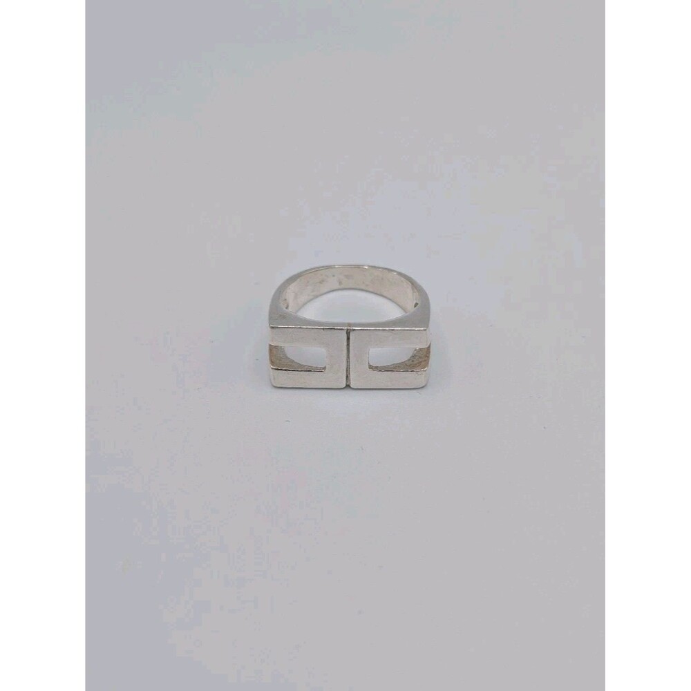 Vintage 925 Signed Stamped Sezgin Turkey Sterling Silver Modernist Ring Signet image 3